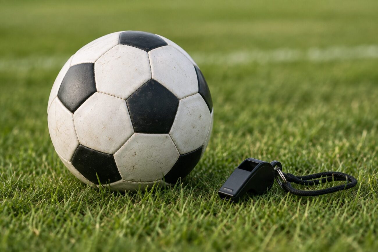 サッカーボールと審判の笛