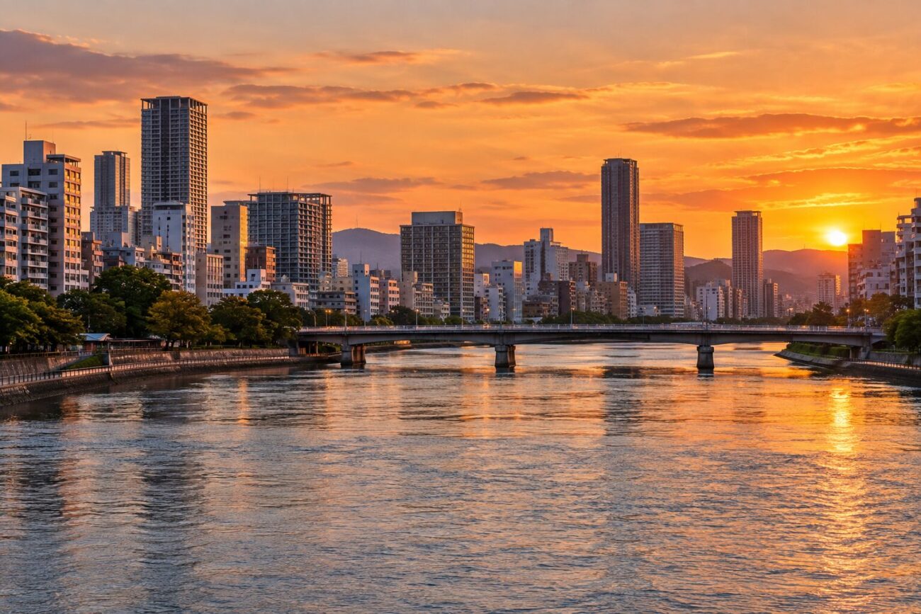 日本の都市の夕景