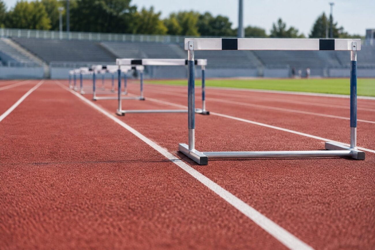陸上競技のトラックとハードル